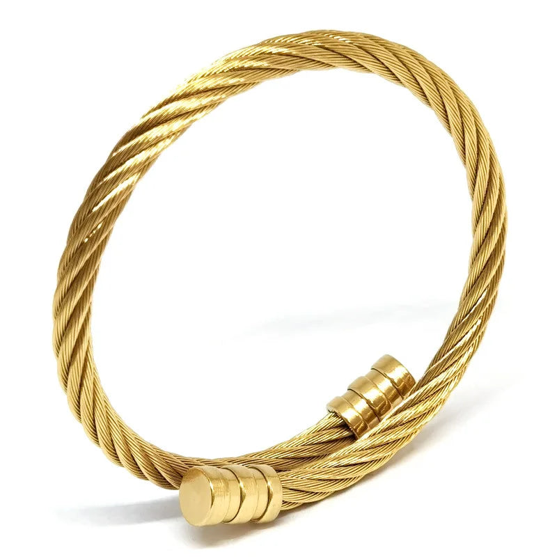 REBEL Men's Stainless Steel Punk Style for Bracelet Silver Gold Rose Gold Black-Square Head Braided Design Fashionable