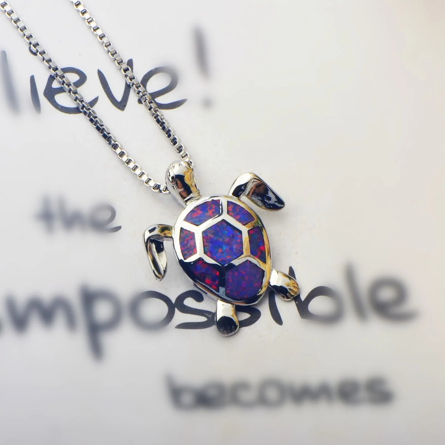 Trendy Copper Opal Turtle Pendant Necklace-Dainty Sweater Chain Link for Women Fashion Jewelry