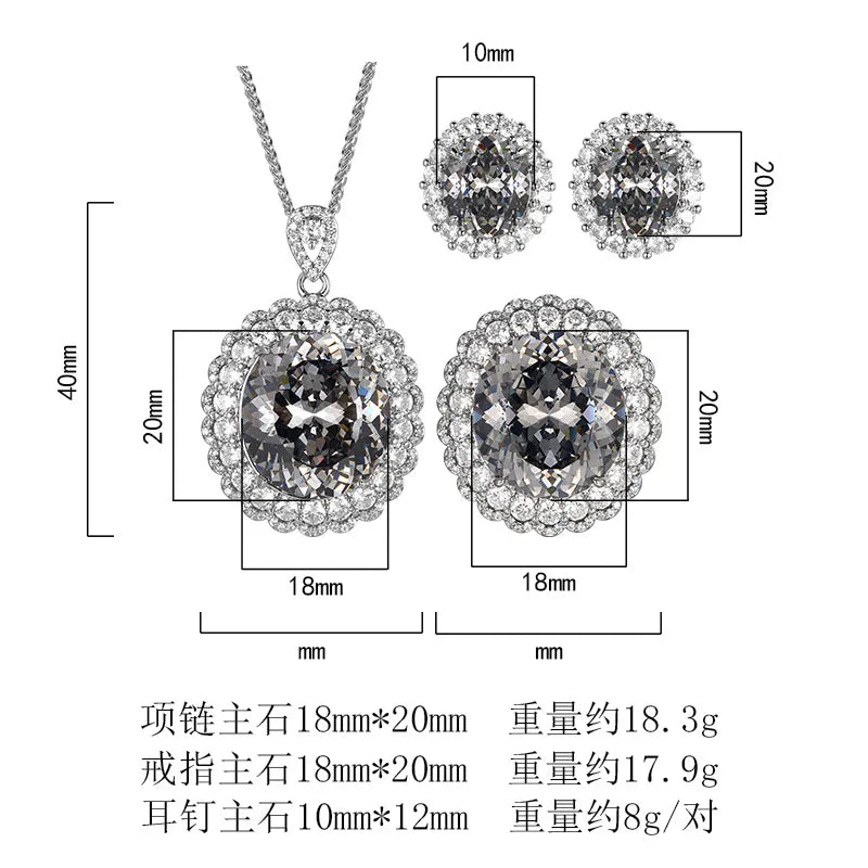REDheart Flower Shape Zircon Jewelry Set Women's Trendy Gold Plated Copper Alloy for Wedding Engagement Party Gift
