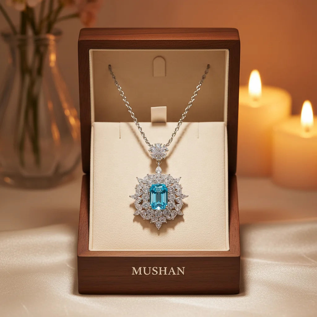 MUSHAN Jewelry Factory 925 Sterling Silver Necklace for Women High Quality Synthetic Sapphire Gemstones Necklaces Pendants Jewel