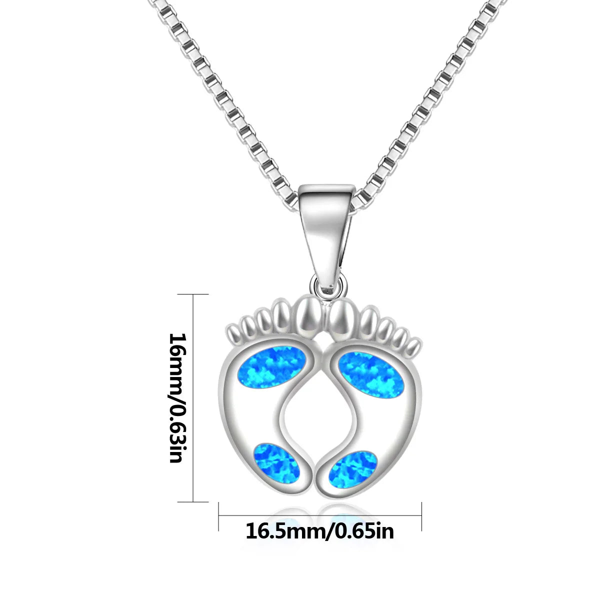 New Arrival Blue Opal Footprint Necklace - Dainty Beach-Inspired Pendant for Women Sweater Chain
