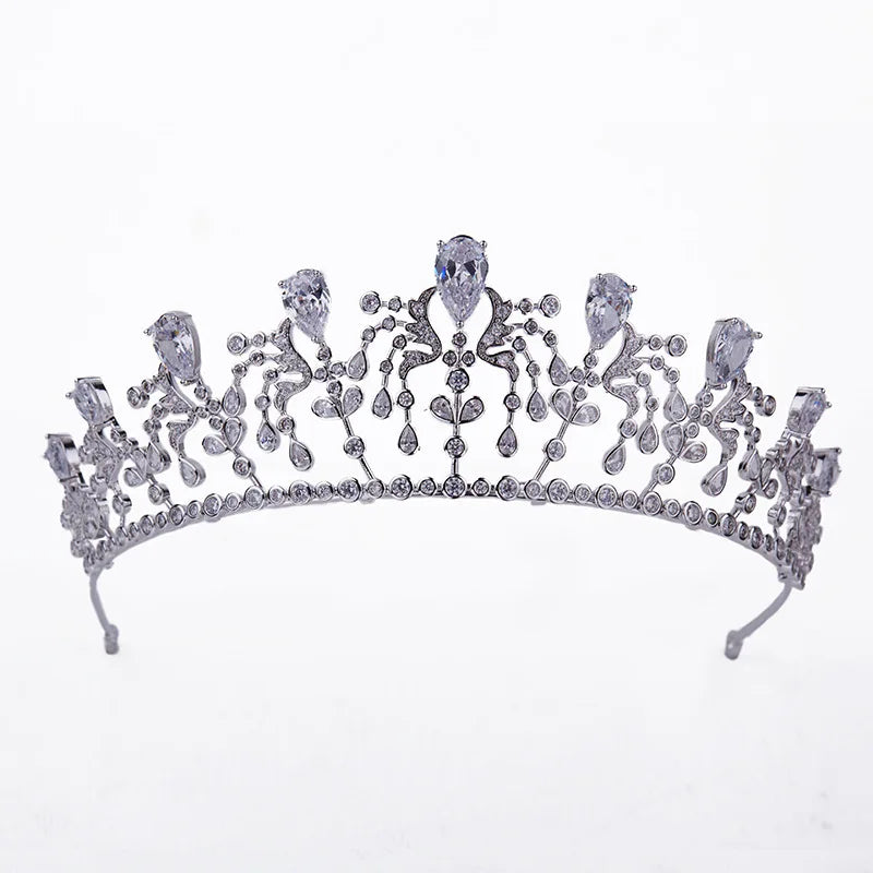 ROMANTIC Wholesale Luxury Princess Hair Accessories Wedding Pageant Cubic Zircon Tiara Crowns