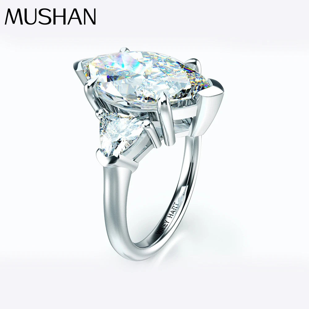 MUSHAN Jewelry Factory New S925 Pure Silver Platinum Plated High Carbon Diamond Wedding Ring 3 Carat Luxury Anniversary Party