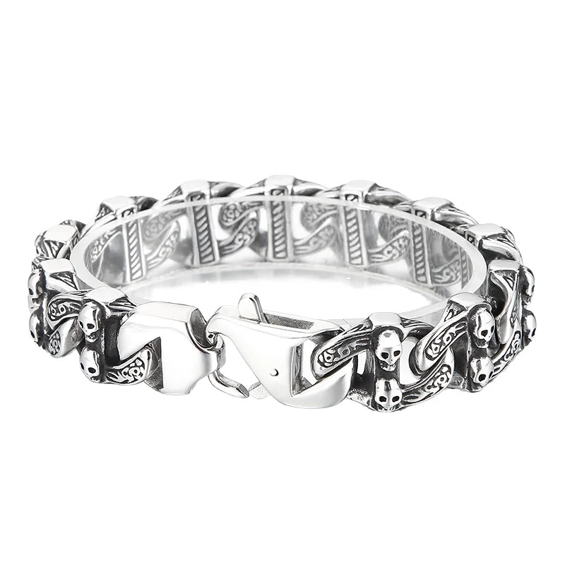 VIKING Bio Magnetic Health Bracelet – Zircon Stone Men's Silver & Gold Bangle