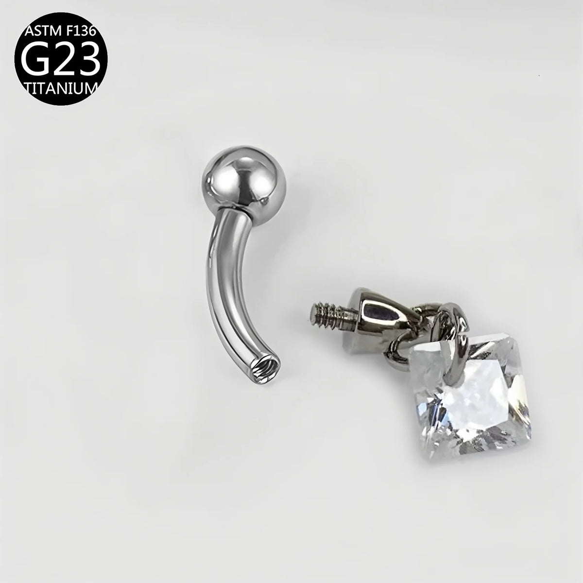 S&S Titanium Zircon Internally Threaded Eyebrow Stud | Multi-Shape & Colour
