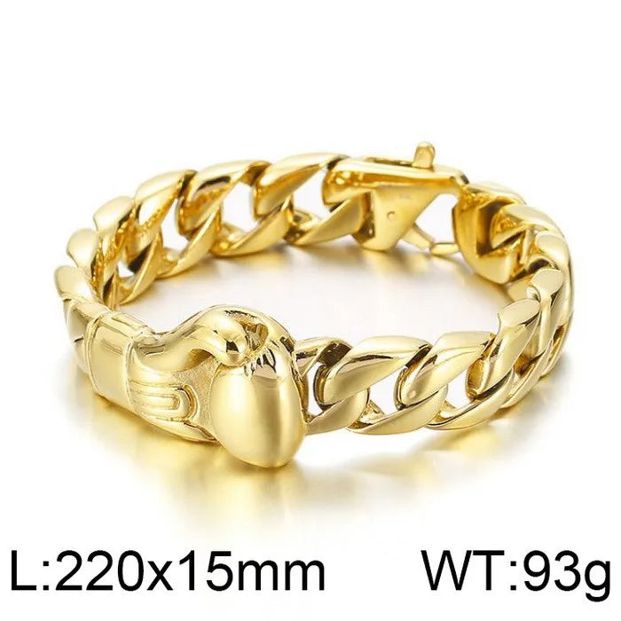 KALEN Fine Jewelry Fashion Bracelets Men Stainless Steel Trendy Boxing Glove Cuban Bracelet Bangle