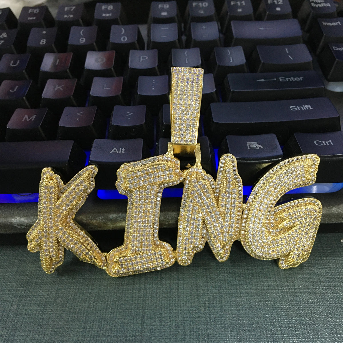 BiG-BOSS Custom Big Zircon Glitch Letter Name Personalized Pendant Men HipHop Necklace Chain Customized Heavy Rock Rapper Jewelry