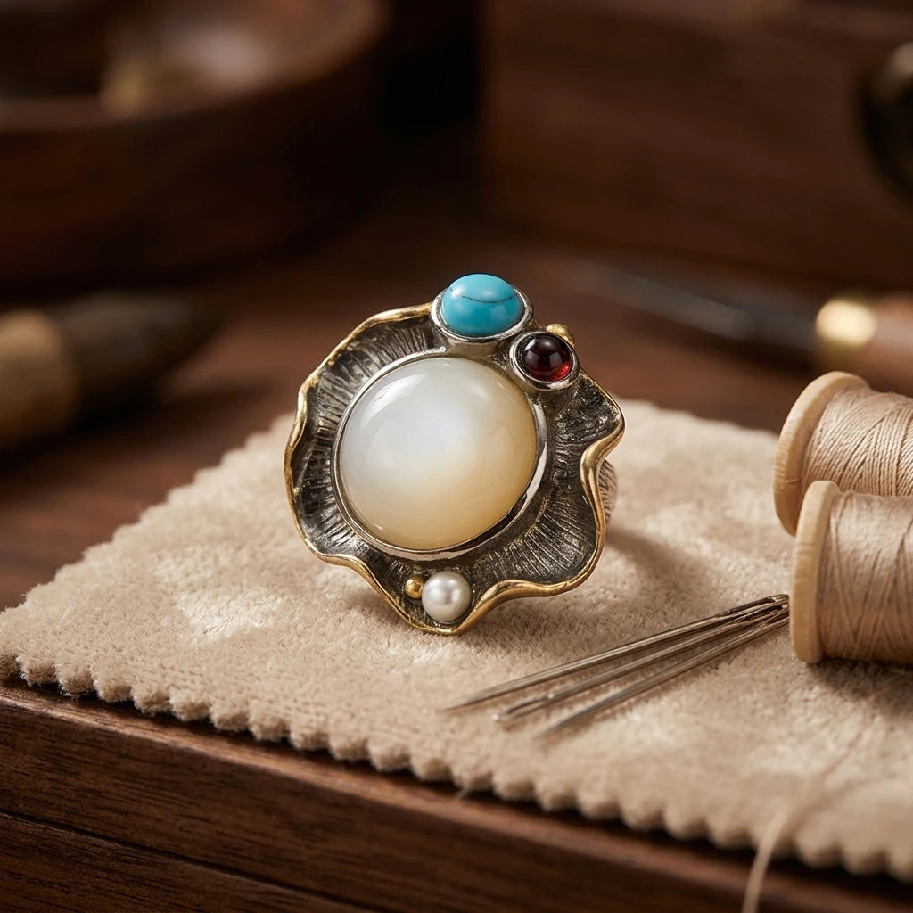 New Trendy Retro Temperament Fancy Sterling Silver Fashion Marine Chalcedony Jewelry Rings