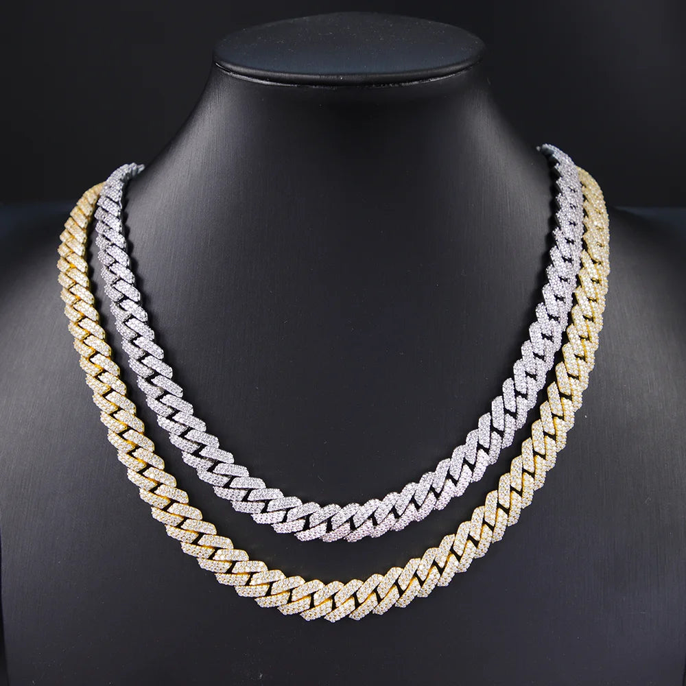 Lowest Price Hip Hop 2Row Diamond Vvs Diamond Link Chain Rapper S925 Silver  Cuban  Moissanite Necklace