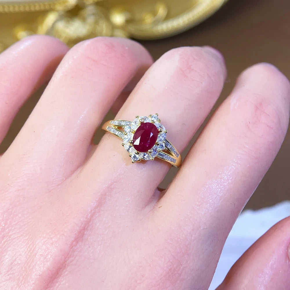 Gioiellieri 925 Sterling Silver Rhodium Plated Gemstone Ring Natural Ruby Prong Set Certified Engagement Anniversary Gift Parties Everyday