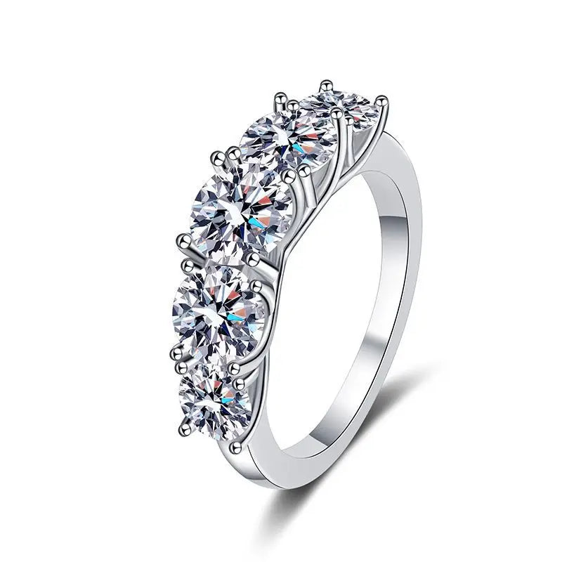 Fine 3.6CT VVS1 D Moissanite Row Rings 925 Sterling Silver Jewelry Pass Diamond Tester Colored Moissanite Rings for Women