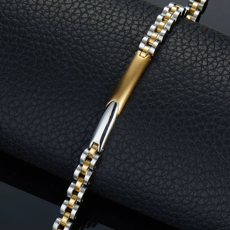 REBEL Anti Tarnished 316L Stainless Steel Fashion Men's Bracelet & Bangle 14K 18K Gold Plated Engravable Bracelet Blanks For Men