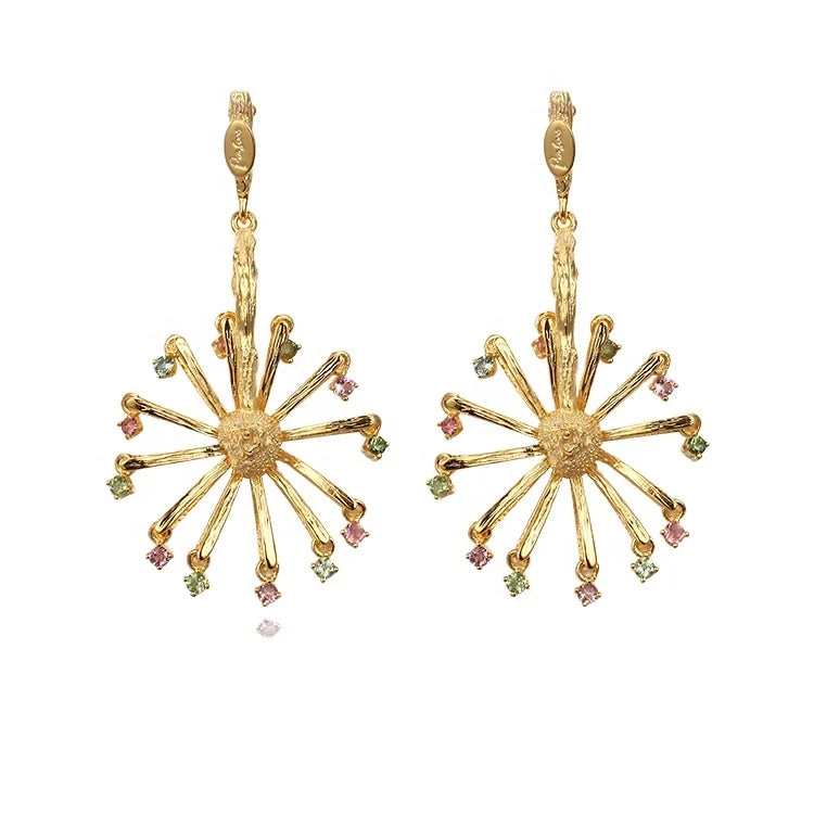Novelty Natural Tourmaline 925 Sterling Silver Round Shaped Jewelry Earrings for Women