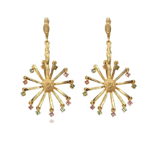 Novelty Natural Tourmaline 925 Sterling Silver Round Shaped Jewelry Earrings for Women