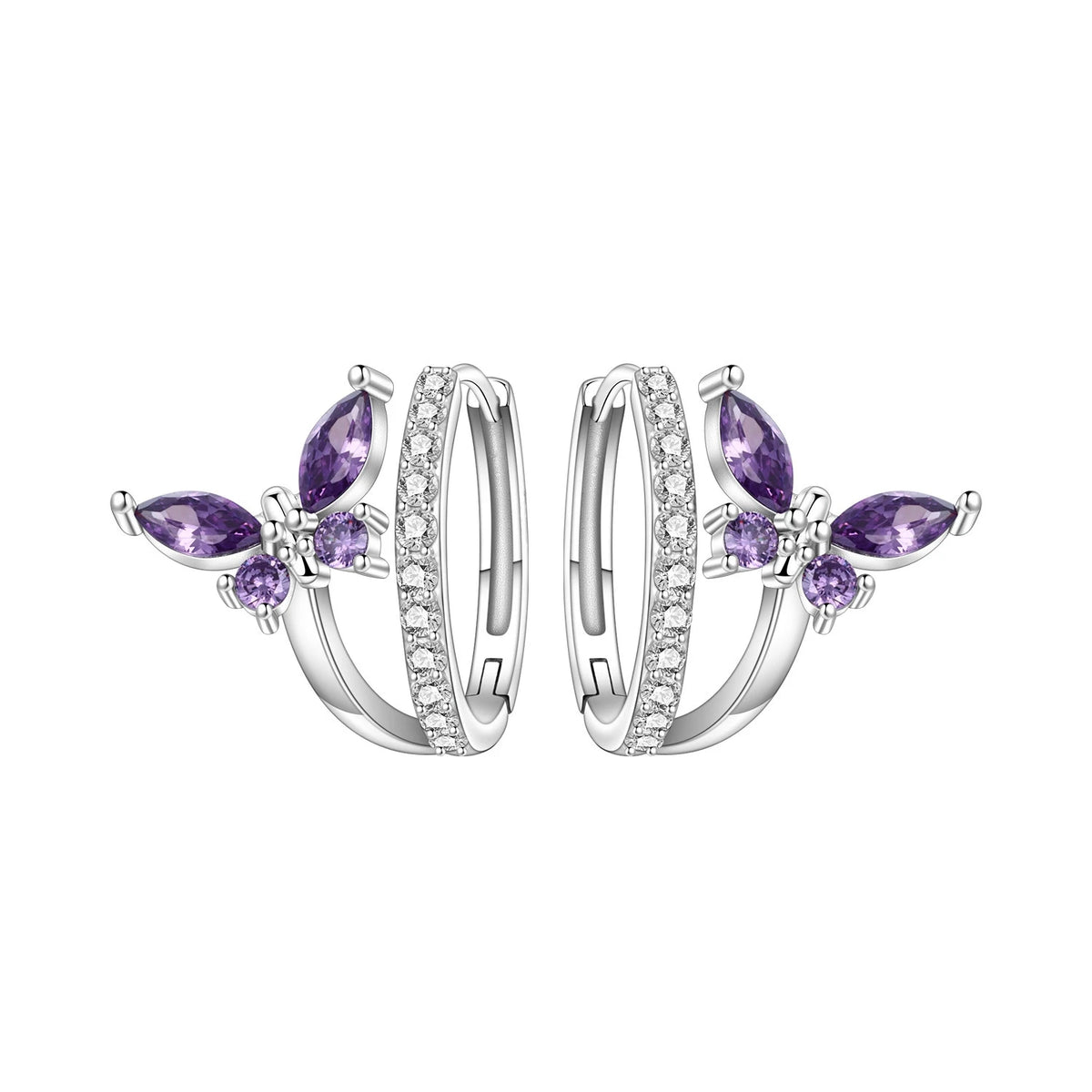 S&S Butterfly Zircon Drop & Stud Earrings | Silver Plated | S&S