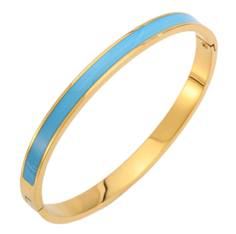 REBEL Stainless Inoxydable Stainless Steel 18K Gold Plated Roman Women Fashion Jewelry Bracelets Bangles
