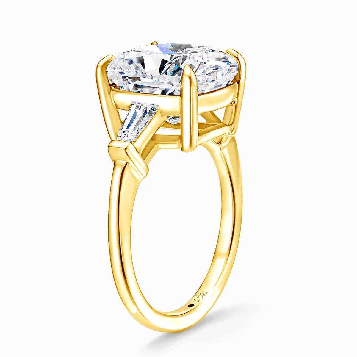 Gioiellieri Fine Jewelry Supplier Woman Engagement Wedding Gift Hollow 14K Gold Diamond 8ct Cushion 3 Stone Moissanite Rings