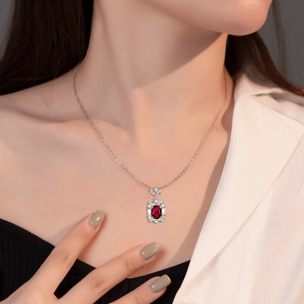 Wholesale Rhodium Plated 925 Sterling Silver Vintage Denel-shaped Claw Setting Zircon Pendant Women's Wedding Brides Jewelry Set