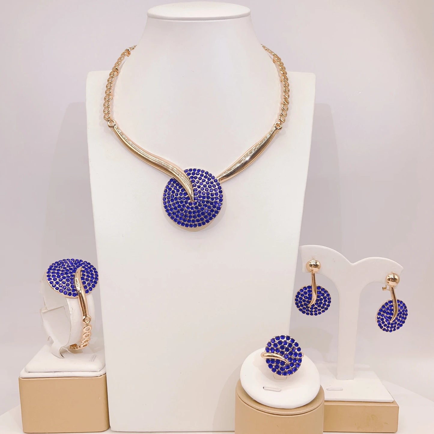 Zhuerrui Available Pendant Gold Jewelry Sets Favors Two Color Bead Necklace Jewelry Set High-end Woman Birthday Gifts HC23196