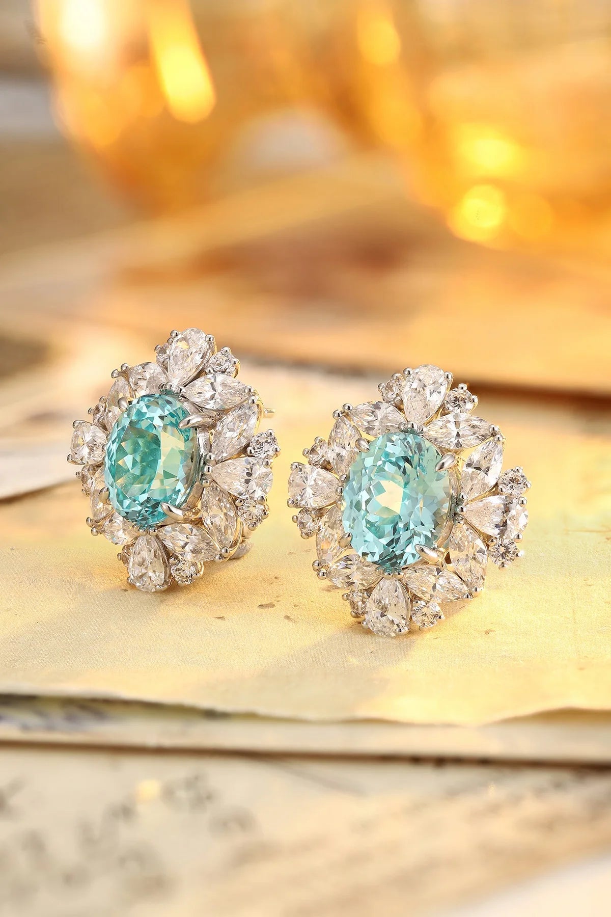 Gemfiori Anster High Quality S925 Lab Grown Paraiba Earring Stud Dainty Gemstone Stud Earrings for Women Daily Wear Gift