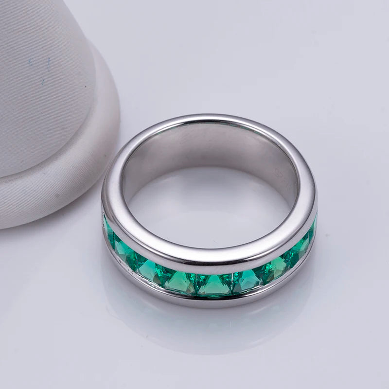 Messi Jewelry MSR-1182  925 Silver Lab Created Emerald Ring for Men