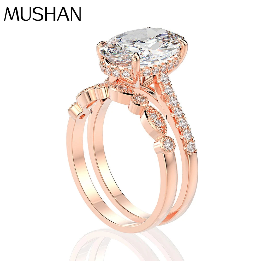 MUSHAN Jewelry Factory 4 Carat High Carbon Diamond Ring for Couples Wedding in Europe and America 9*13mm Ice Flower Cut