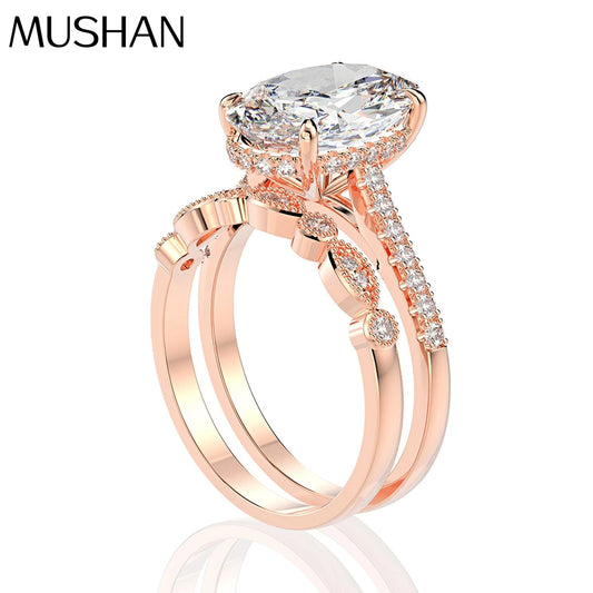 MUSHAN Jewelry Factory 4 Carat High Carbon Diamond Ring for Couples Wedding in Europe and America 9*13mm Ice Flower Cut