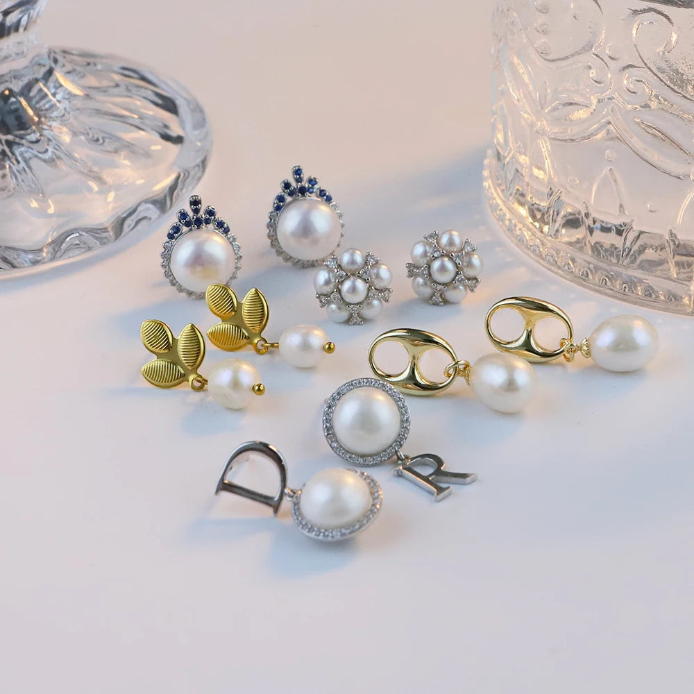 High-quality, Round, Pearl Puddles Earrings Large Natural Pearl Earrings with a Touch of Luxury and Sophistication for Women.