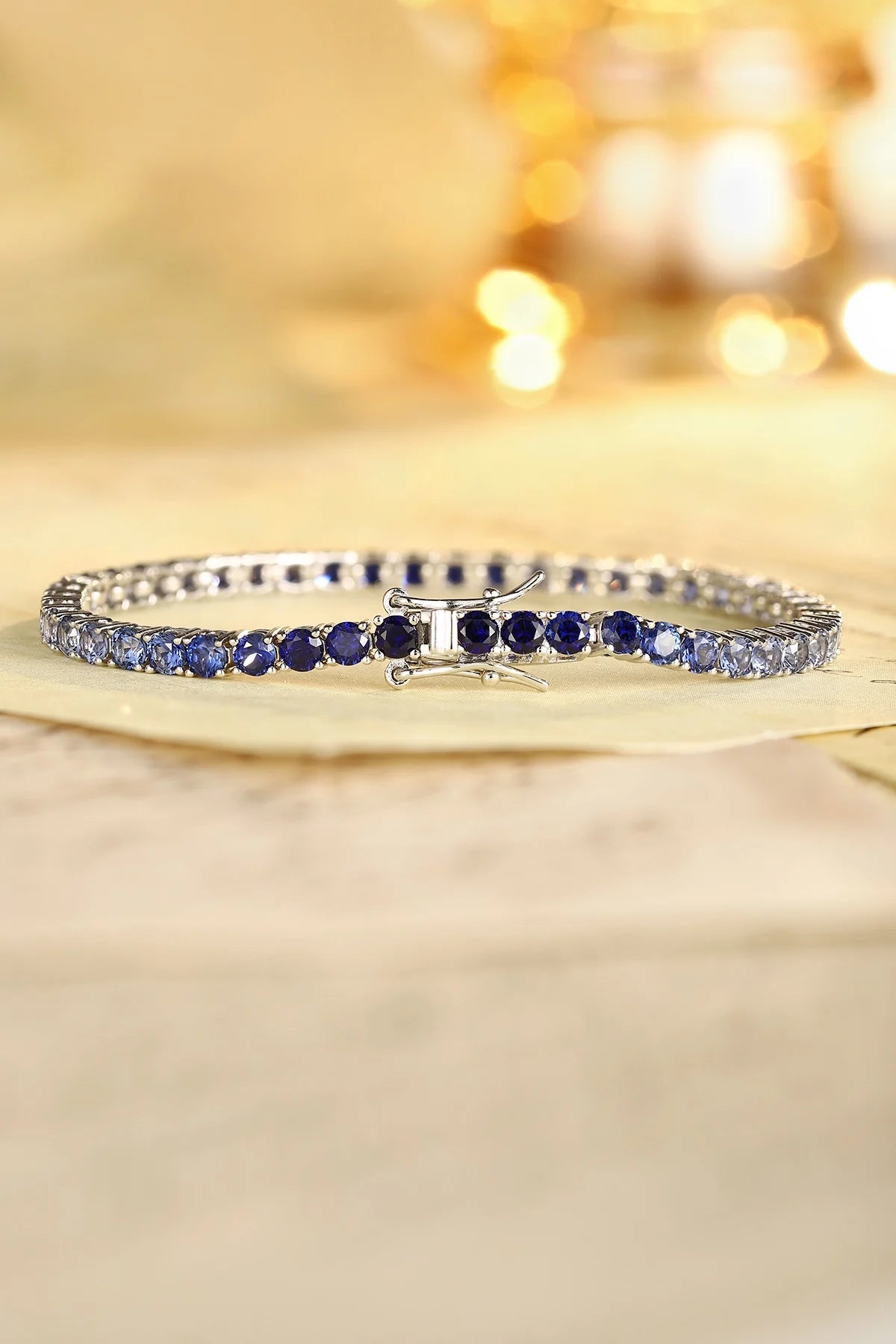 Gemfiori Anster Factory Price Trendy Round Shape Mian Stone 7.5ct/7.85ct/8.5ct S925 Jewelry Sapphire Tennis Bracelet Customized