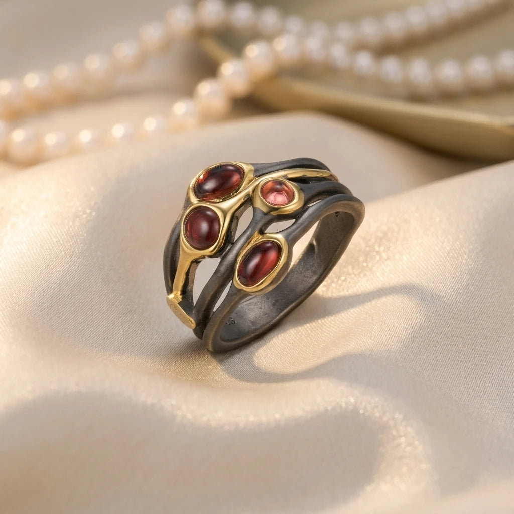 Fashion Garnet Jewelry 925 Sterling Silver Rings Jewelry Women