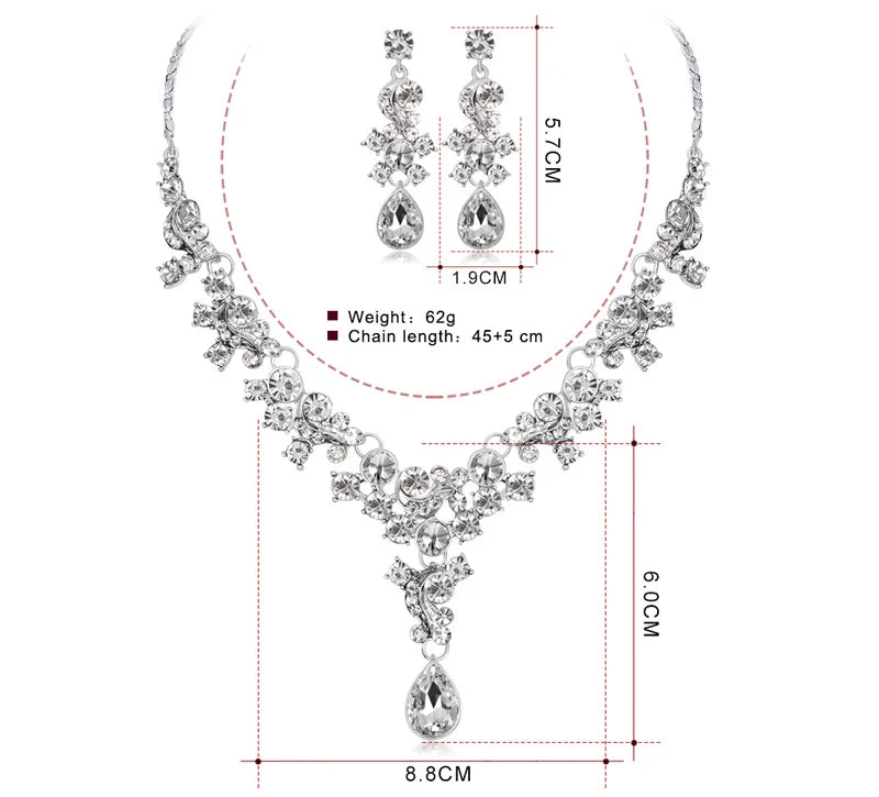 RFJEWEL Bridal Jewelry Necklace Earrings Set Plated for Wedding Dress Gold Cheap Price Elegant with Blue, White Red Romantic N/A