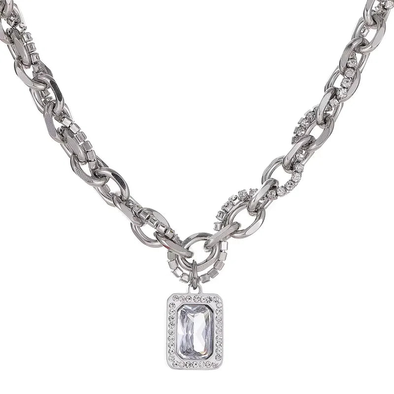 NEWLiFE VIKING Cuban Link Zircon Necklace in Silver Plated for Women & Men | Designer Jewellery for women & MEN
