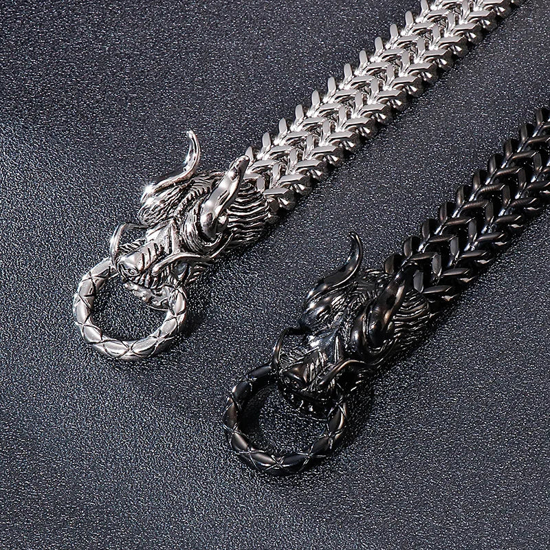 KALEN Fashion Men Fashion Punk Stainless Steel Bracelet Chinese Dragon Link Chain Bracelet