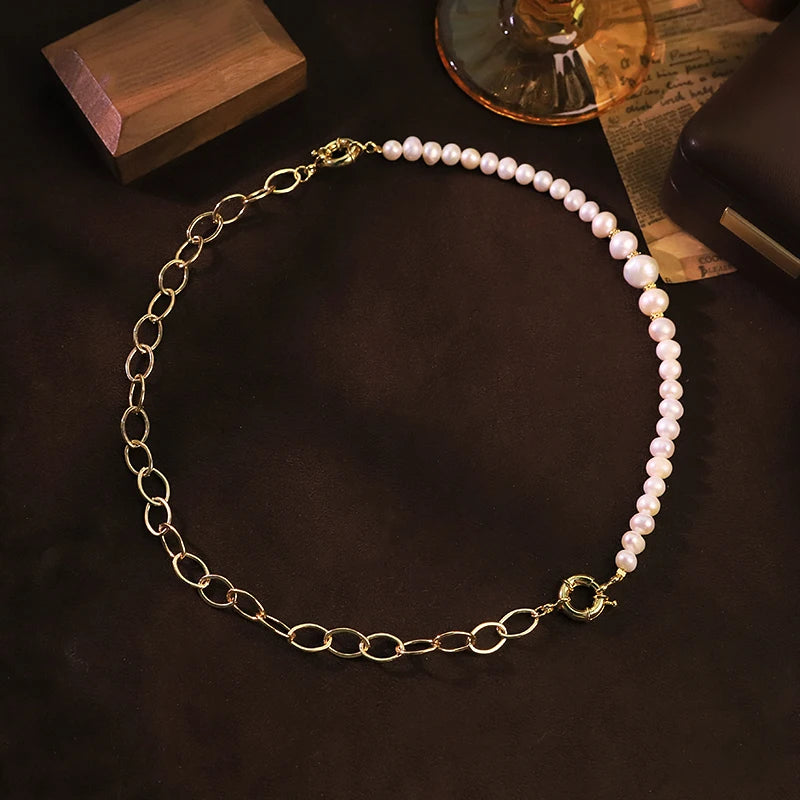 Two-Way Freshwater Pearl Chain Necklace Bracelet for Women Daily Wedding Bridesmaid Gift Dainty Bridal Necklace Dainty Jewelry