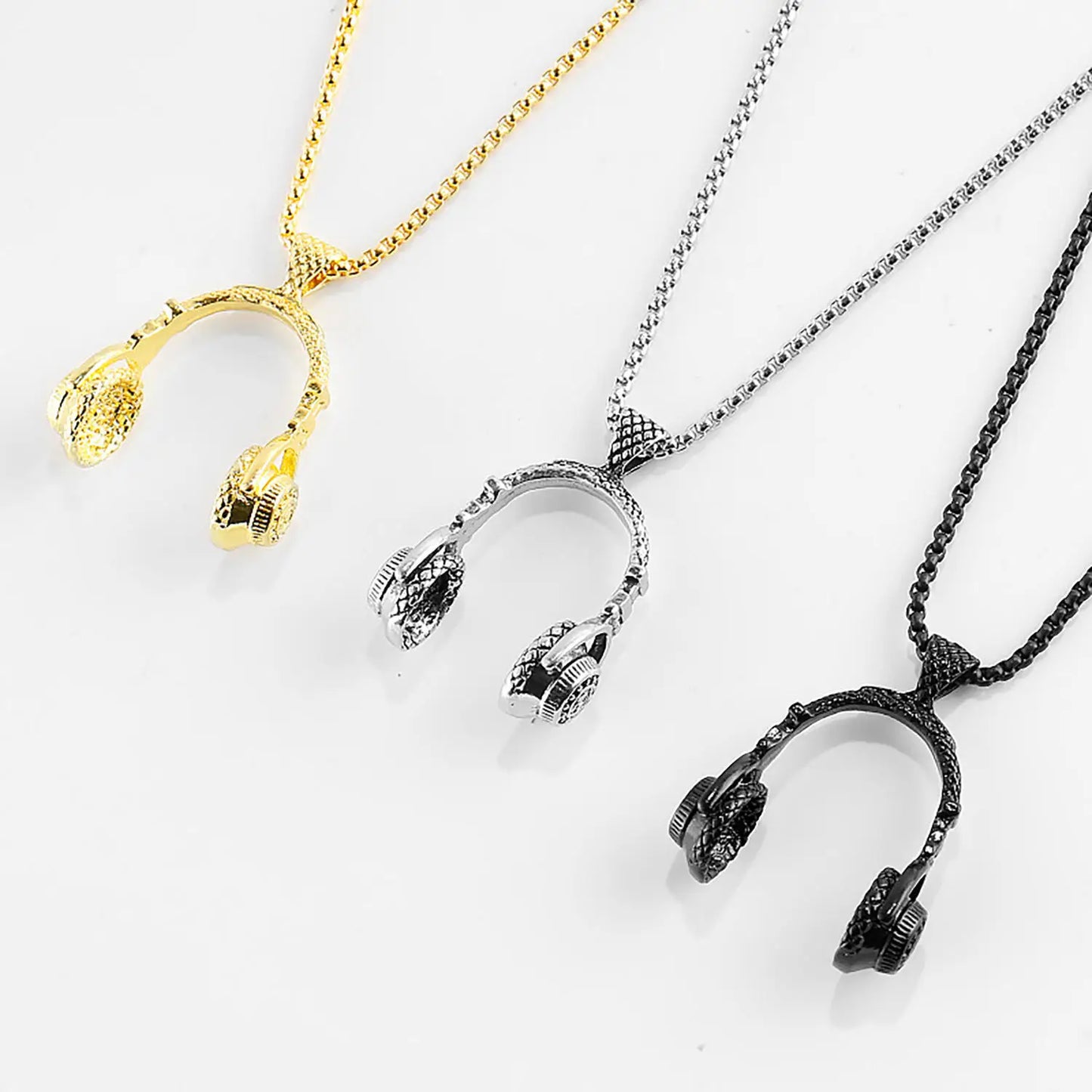 High Quality Custom Hip Hop Headset Design Jewelry Men's Stainless Steel Music Headset Dj Headphone Pendant Necklace