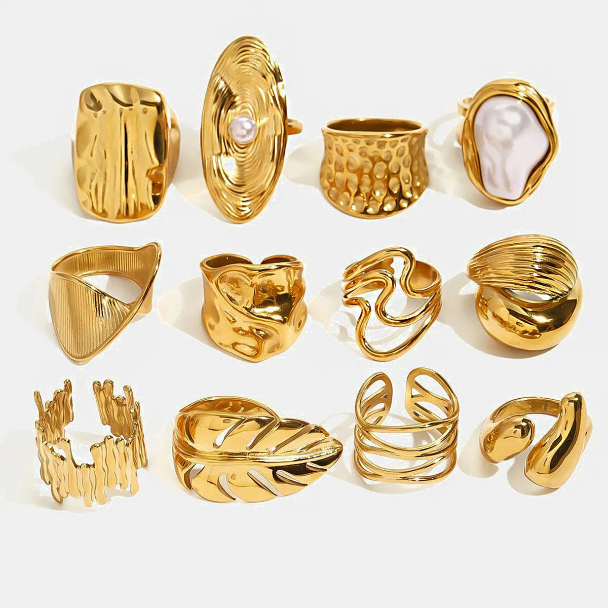 S&S Special-Shaped Natural Stone Ring | 18K Gold Plated | S&S