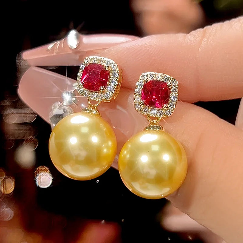 Gemfiori High Quality Luxury Jewelrygolden Pearl Pendant High-end Set for Brides,wedding Rings and Holiday Gifts