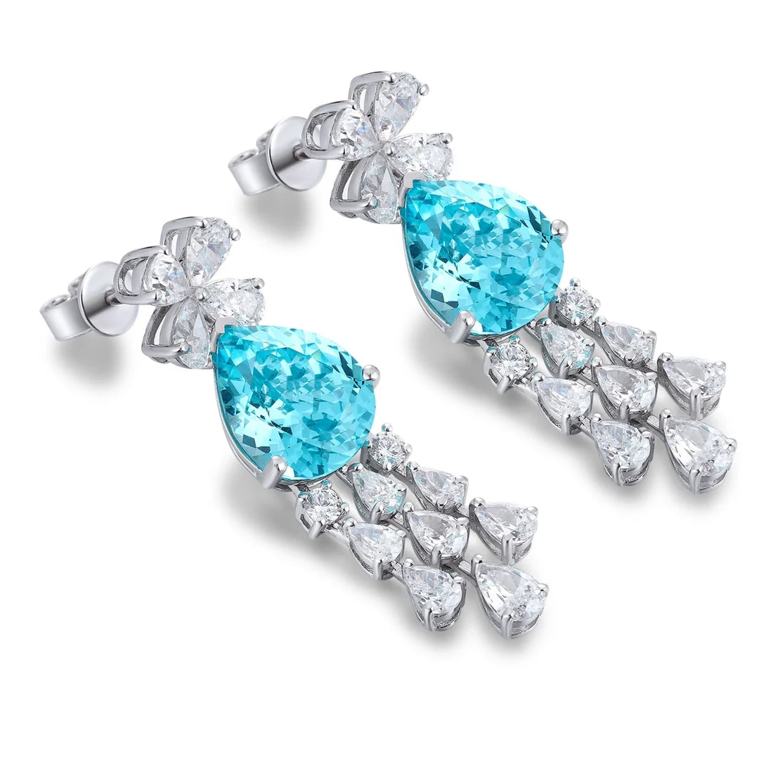 Gemfiori Anster High Quality S925 Lab Grown Paraiba Earring Stud Dainty Gemstone Stud Earrings for Women Daily Wear Gift