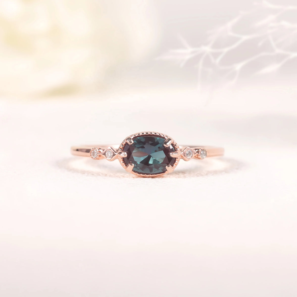 ArtistA OL0899 Abiding Jewelry Custom Oval Cut 5x7mm Colored Synthetic Lab Created Gemostone Zirconia 925 Sterling Sliver Stacking Ring