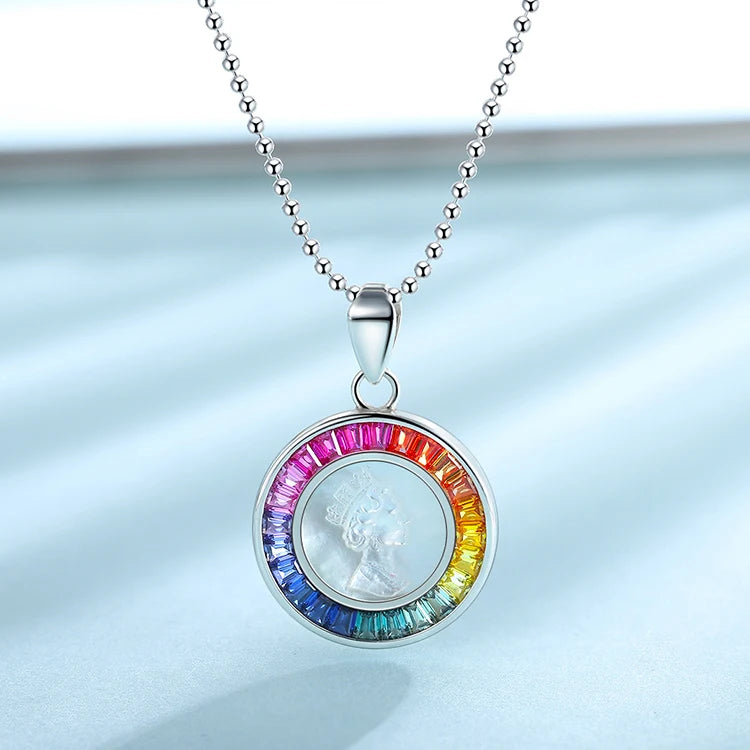 Gemfiori New Arrived A-Z 26 Letters Pendant 925 Sterling Silver Initial Letter Coin Necklace