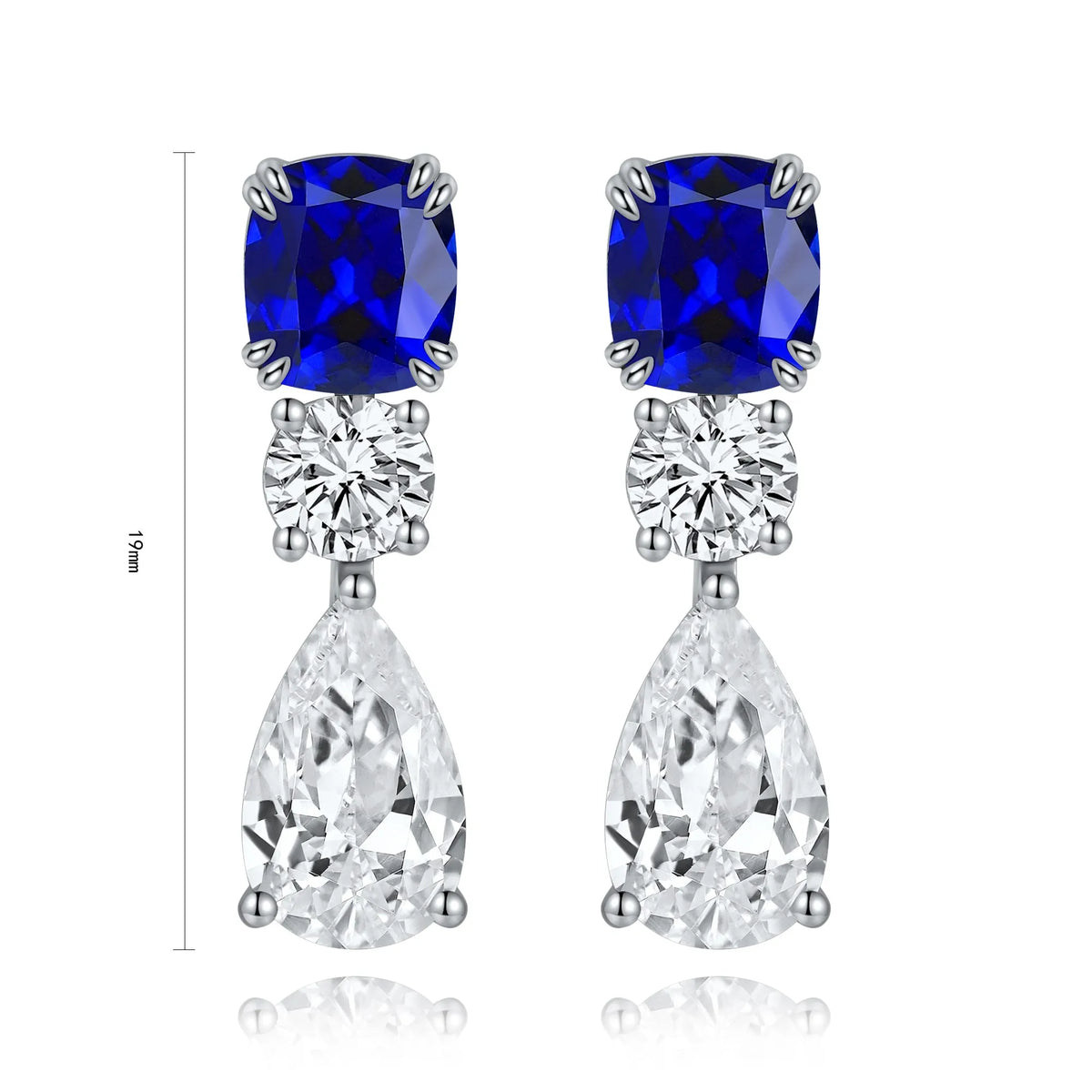 Gemfiori Anster High Quality S925 Lab Grown Sapphire Earring Stud Dainty Gemstone Stud Earrings for Women Daily Wear Gift