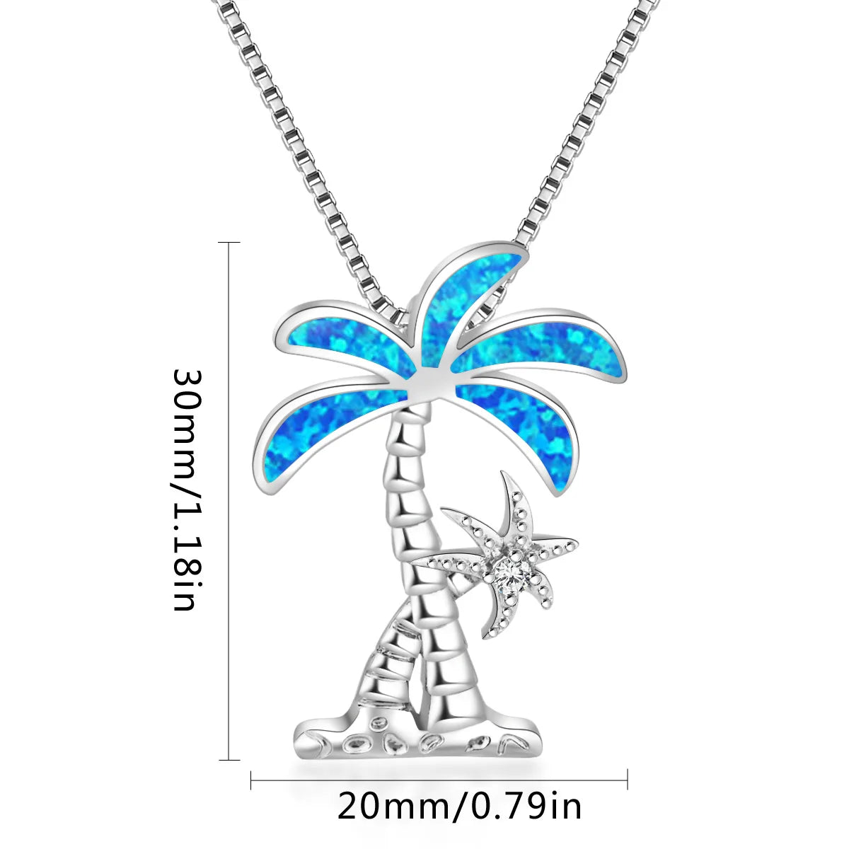 Chic Beach Motif Necklace Aobao Palm Tree Inlaid Pendant Fashion Jewelry