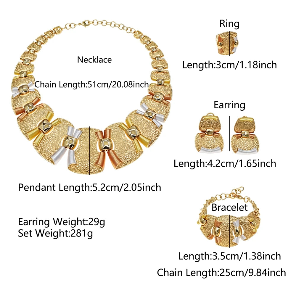 Italian Jewelry Set Alloy Brazilian Jewelry Sets Wedding Party Pendant Necklace Bracelet Ring Earrings Jewelry Set  I0151