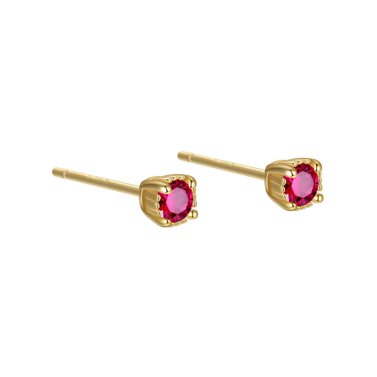 Trendy 925 Sterling Silver Stud Earring Bezel Claw Round White/Red/Blue/Black Colorful 5A CZ Earrings Gift for Women Mom