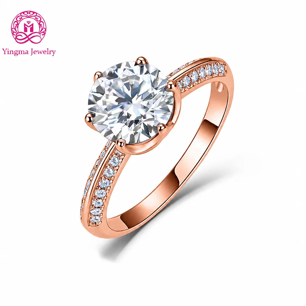 Gioiellieri Glam Half Pave Shank Cultivated Diamond Fashion Ring 2ct D VVS1 Round Brilliant Cut 9K-18K Gold Premium Fine Jewelry