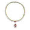 Gemfiori Anster Luxury Ruby Necklace Delicate Stone Fashion Jewelry Necklaces for Women Earrings Jewelry
