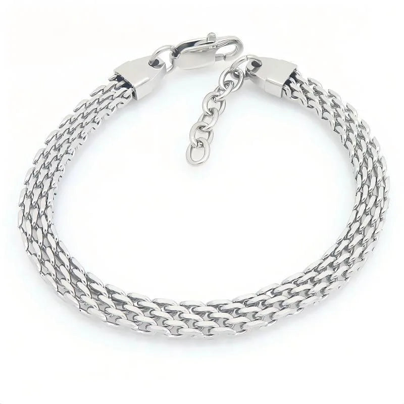 Kalen Fashion Mesh Chain Bracelet Trendy Versatile Facet Woven Chain with Extension Chain Stainless Steel Unisex Hand Jewelry
