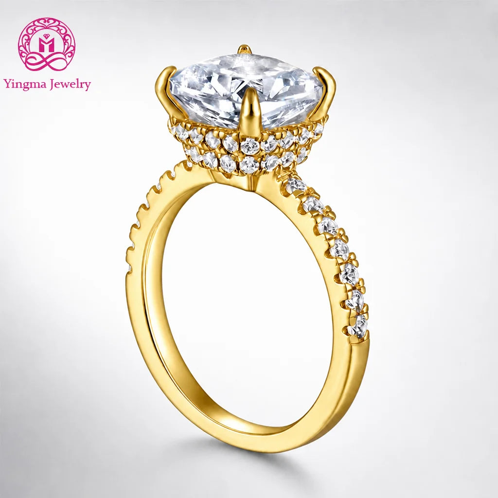 Gioiellieri Elegant Cushion Cut Lab Grown Diamond Ring IGI Certified 3ct E VS1 Clear Luminosity 9K 10K 14K 18K PT950 Women Fine Jewelry