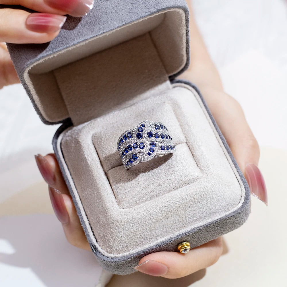 Messi Jewelry Custom Jewelry MSR-1609 925 Silver Half Eternity Ring Lab Grown Sapphire Ring