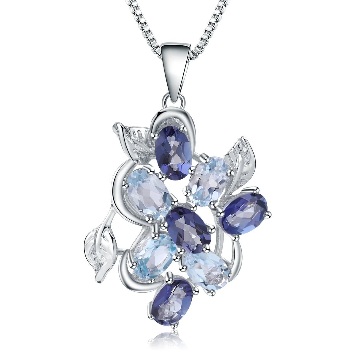 ArtistA A025 Abiding Elegant Custom 925 Silver Natural London Blue Topaz Wedding Earring Necklace Ring Jewelry Set Women Girls